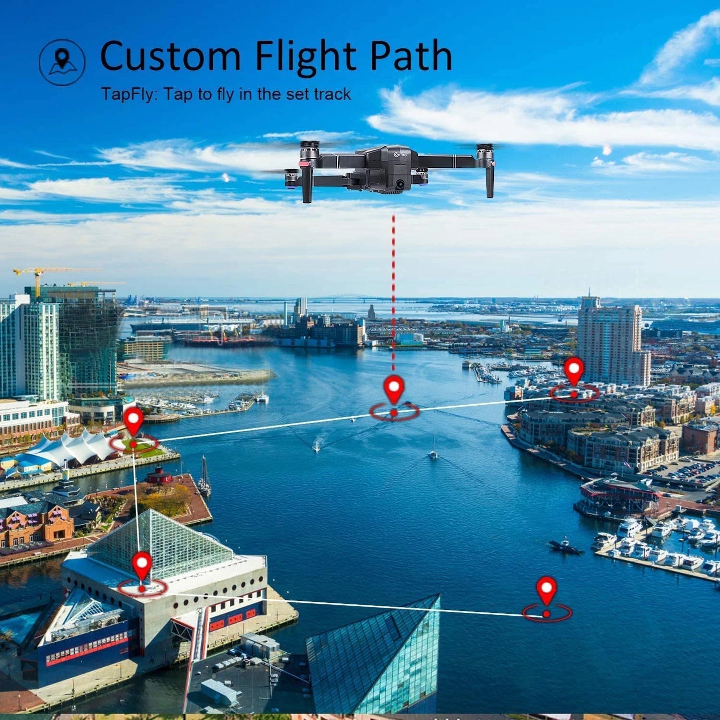 F24 Pro 4K UHD Aerial Drone Skins W/ GPS, 30-Min Flight, Foldable Mini Drone, Brushless Motors, FPV, Wi-Fi, RC Quadcopter, Carrying Case, Black