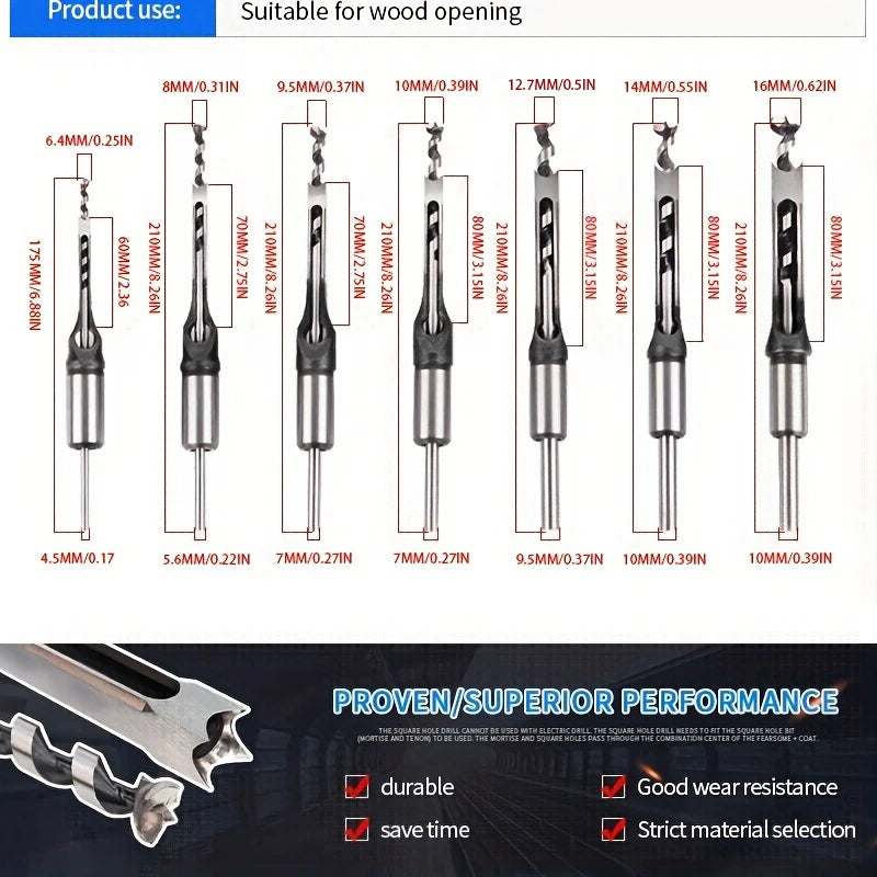 Square Hole Drill Woodworking Square Hole Drill Square Tenon Drill Angle Chisel Square Hole Drill Square Hole Opener Woodworking