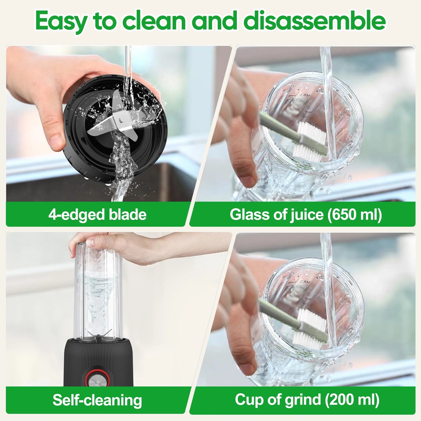 Multifunctional Portable Electric Mini Blender Mixer Shaker Mini Portable Blender Matte Black Fresh Juice Mini Fast Portable Blender
