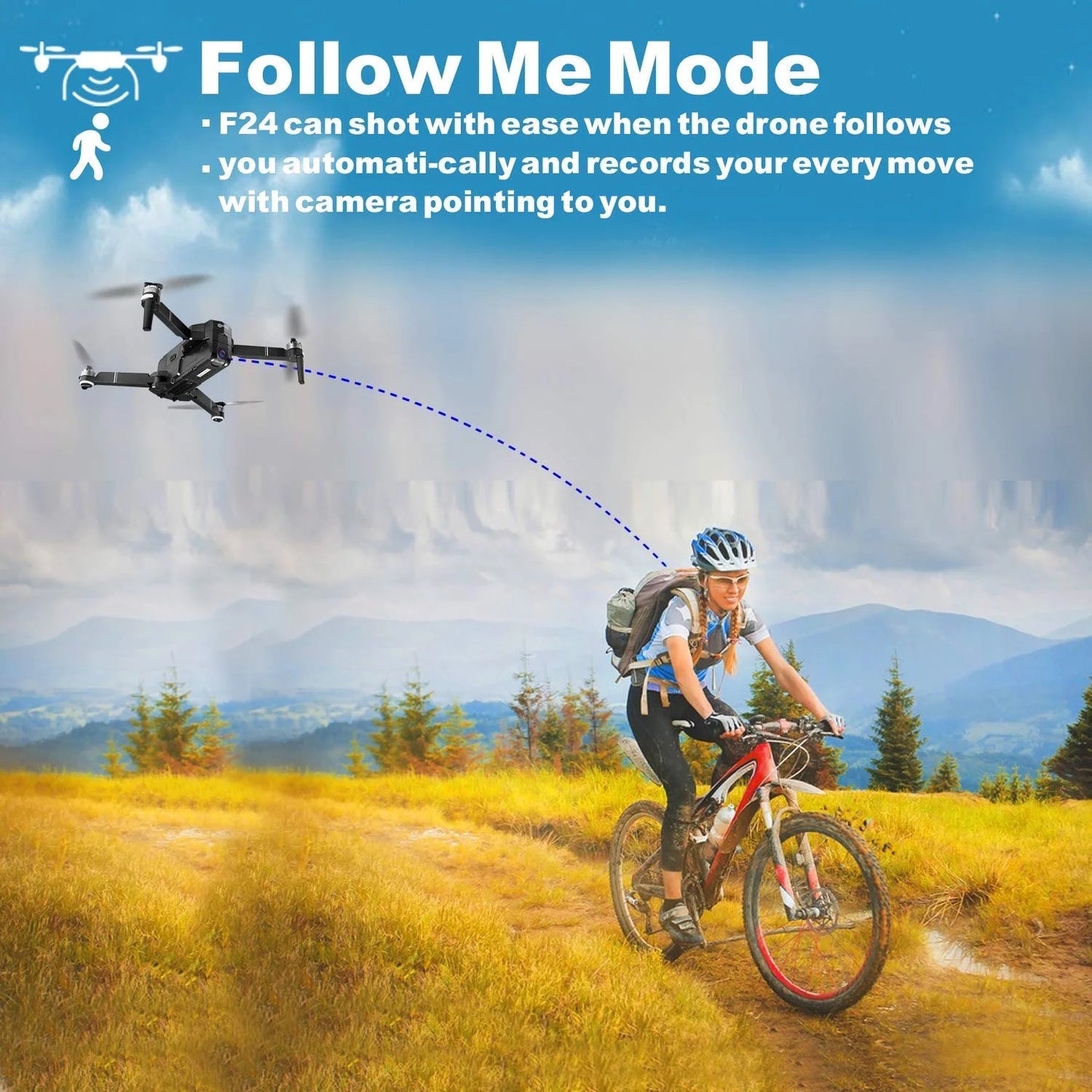F24 Pro 4K UHD Aerial Drone Skins W/ GPS, 30-Min Flight, Foldable Mini Drone, Brushless Motors, FPV, Wi-Fi, RC Quadcopter, Carrying Case, Black