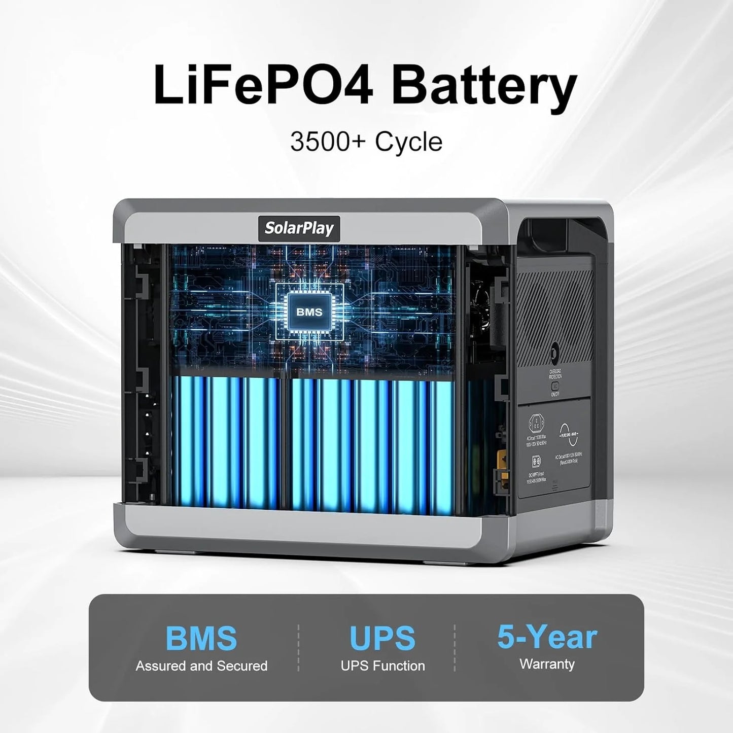 Portable Power Station, 2400W/2160Wh Large Capacity Solar Power Station, 4 AC Outlets (4800W Peak), Emergency Power Station for Home, Camping, Outdoor Battery Backup