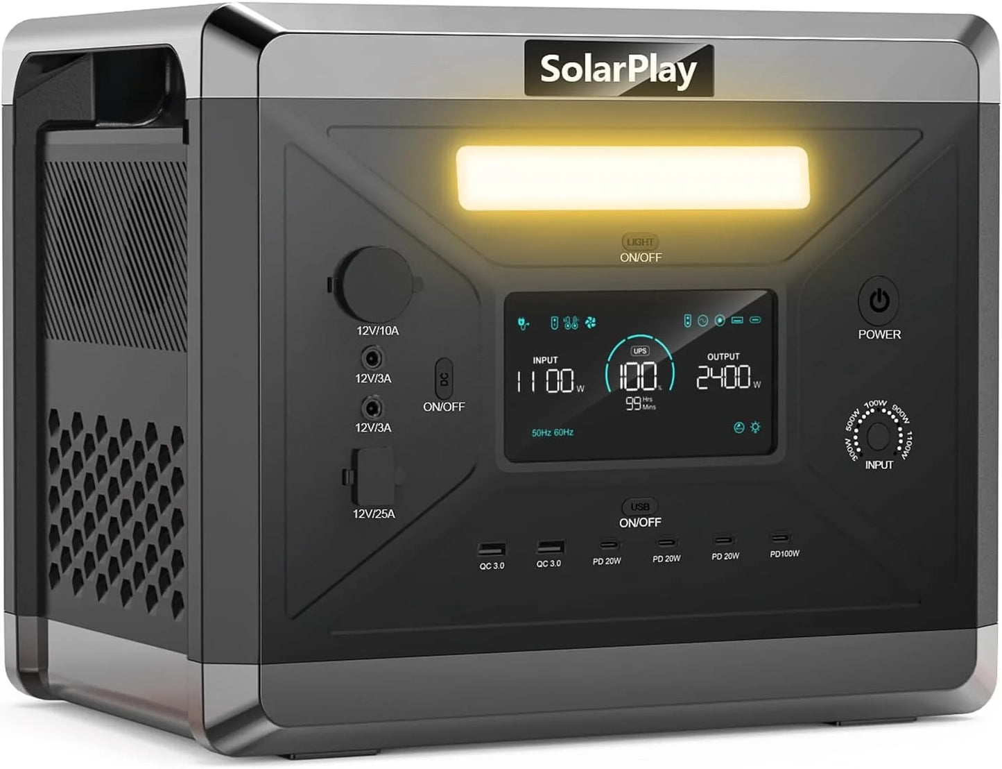 Portable Power Station, 2400W/2160Wh Large Capacity Solar Power Station, 4 AC Outlets (4800W Peak), Emergency Power Station for Home, Camping, Outdoor Battery Backup
