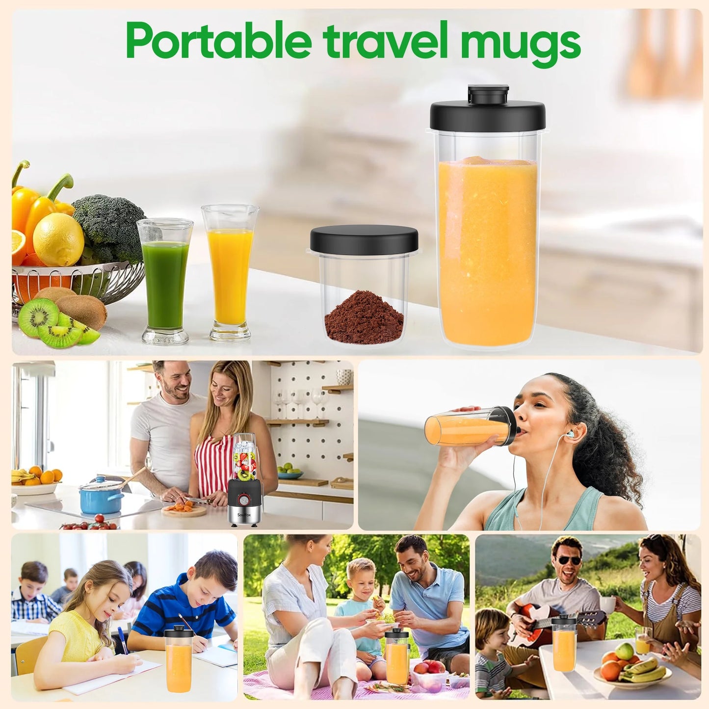Multifunctional Portable Electric Mini Blender Mixer Shaker Mini Portable Blender Matte Black Fresh Juice Mini Fast Portable Blender