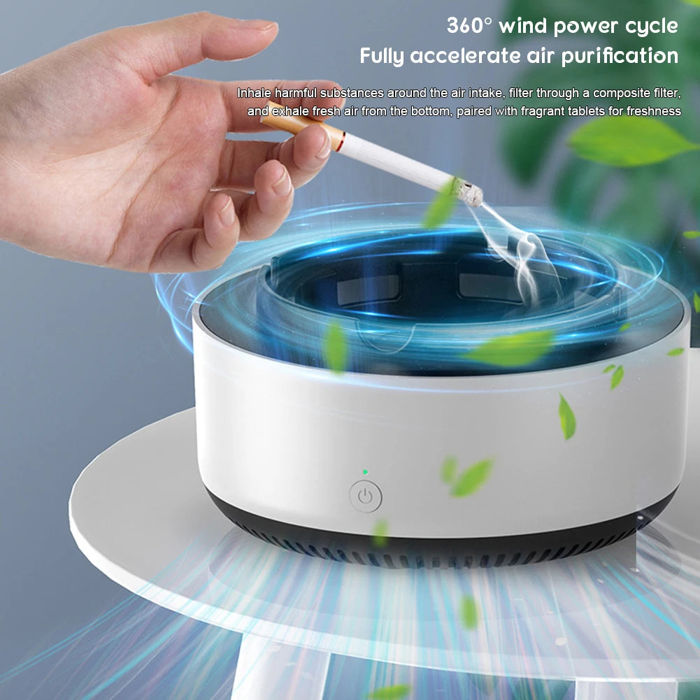 2-In-1 Anti-Smoke Ashtray Air Purifier Low Noise Filtering Second-Hand Smoke Airs Freshener Cigarettes Remove Airs Odor Ashtrays