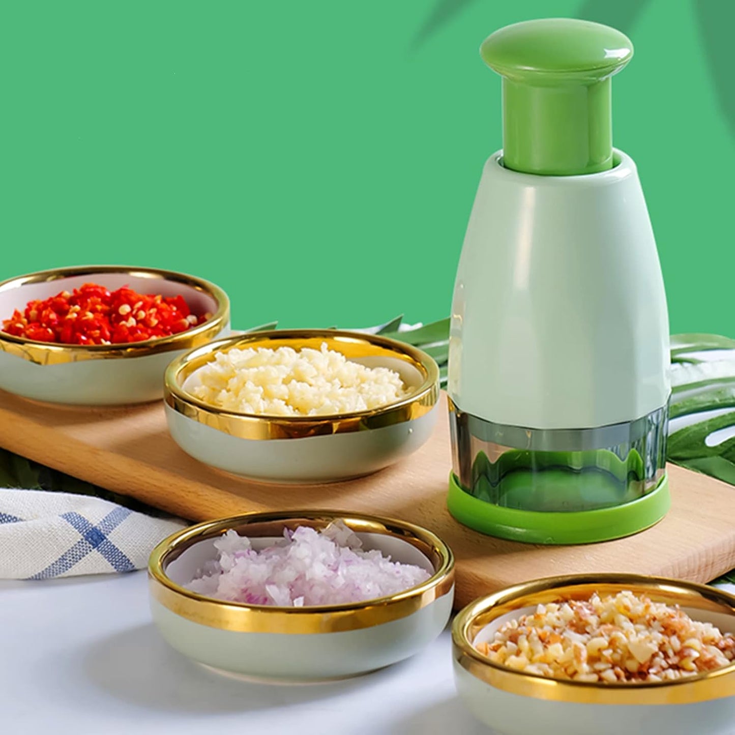Mini Manual Food Chopper Cutter,Salad Vegetable Slicer Dicer,Slap Press Chopper Mincer for Vegetables Onions Garlic Nuts Salads Herbs Parsley Chili (100ML)