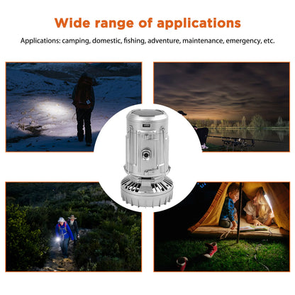 Foldable LED Lantern Fan Solar/Rechargeable/Battery Powered 1500Mah Hanging Tent Fan Light Waterproof with Hook for Hiking
