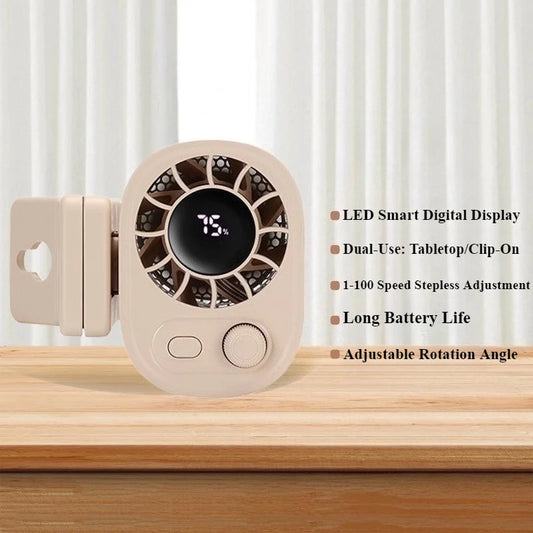 Portable Car Clip Fan 360° Rotatable 100 Speed Wind 12V USB Rechargeable Electric Fan Low Noise Mini Fan Clamp Anywhere