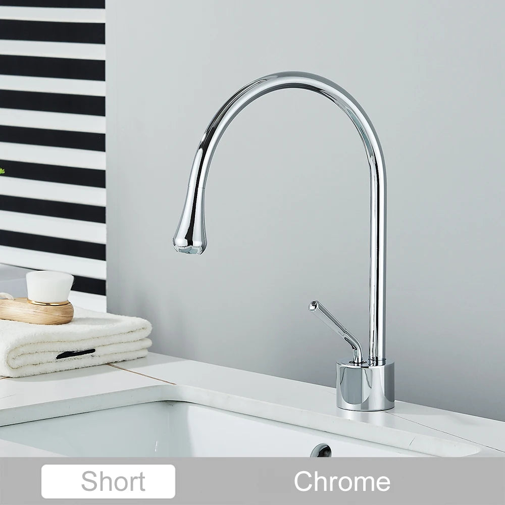 Black Brass Art Basin Faucet Bathroom Washbasin Hot Cold Tap 360 Swivel Waterfall Gold Tall Model Mixer Deck Mounted