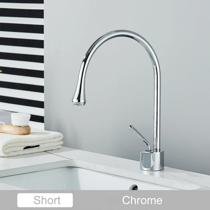 Black Brass Art Basin Faucet Bathroom Washbasin Hot Cold Tap 360 Swivel Waterfall Gold Tall Model Mixer Deck Mounted