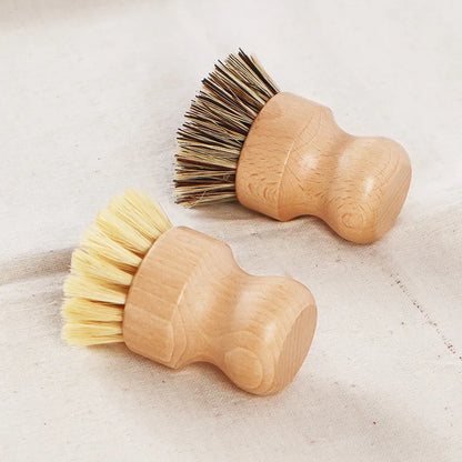 1/2Pcs Palm Pot Brush Bamboo round Mini Natural Scrub Brush for Kitchen Dishwashing Pot Vegetable Cleaning Brush Wholesale