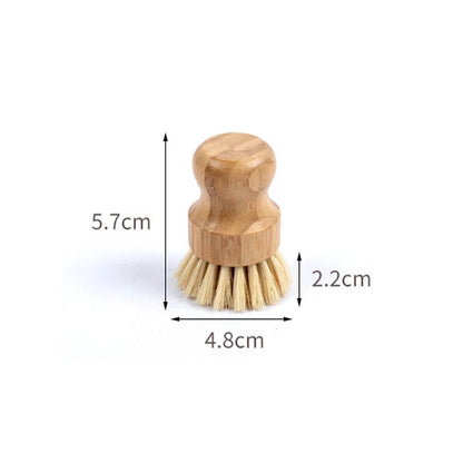 1/2Pcs Palm Pot Brush Bamboo round Mini Natural Scrub Brush for Kitchen Dishwashing Pot Vegetable Cleaning Brush Wholesale