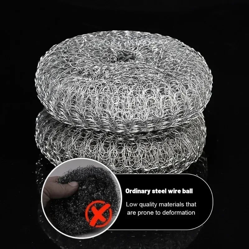 Stainless Steel Pot Brush Ergonomic Handle Heavy Duty Wire Ball Scrubber for Kitchen Dishes Pans Grills Sink Cleaning Tools