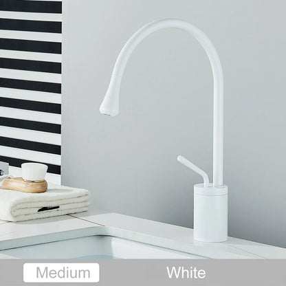 Black Brass Art Basin Faucet Bathroom Washbasin Hot Cold Tap 360 Swivel Waterfall Gold Tall Model Mixer Deck Mounted