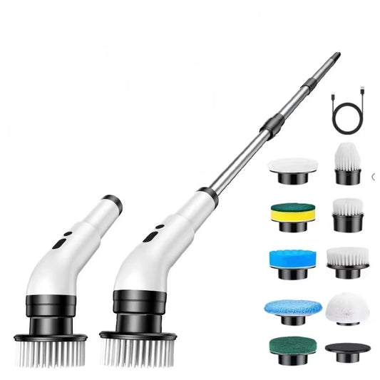 Electric Cleaning Brush 9-In-1 Wireless Telescopic Handheld Household Kitchen Floor Bathroom 9 Head Cleaning Scrubber