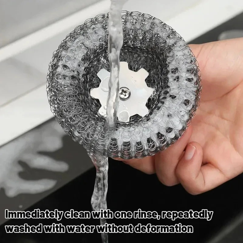 Stainless Steel Pot Brush Ergonomic Handle Heavy Duty Wire Ball Scrubber for Kitchen Dishes Pans Grills Sink Cleaning Tools