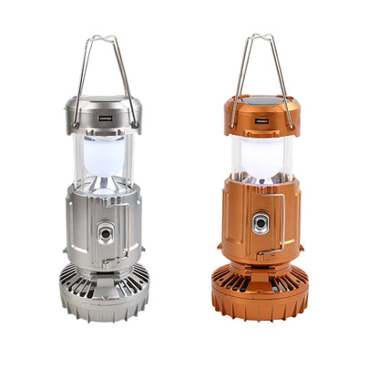 Foldable LED Lantern Fan Solar/Rechargeable/Battery Powered 1500Mah Hanging Tent Fan Light Waterproof with Hook for Hiking