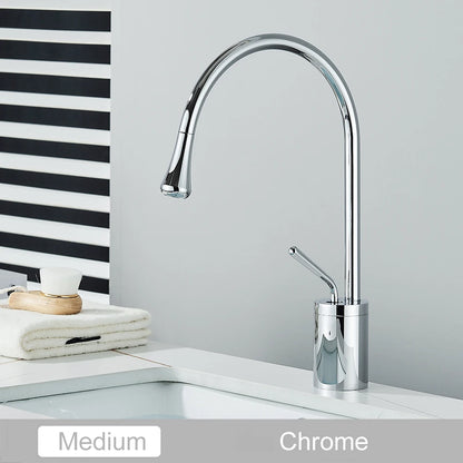 Black Brass Art Basin Faucet Bathroom Washbasin Hot Cold Tap 360 Swivel Waterfall Gold Tall Model Mixer Deck Mounted