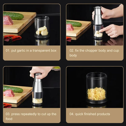 Pressed Garlic Chopper Stainless Steel Manual Garlic Masher Handheld Push Type Garlic Crusher Labor Kitchen Chopper Gadget