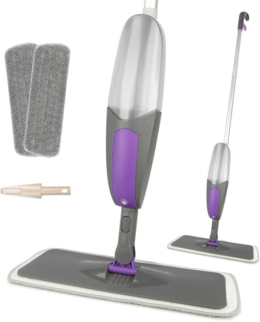 Spray Mop for Cleaning Floors,  Microfiber Floor Mops Wet Dry Flat Mop with 550ML Refillable Bottle 2 Washable Pads Replacement, Dust Mop for Wooden Laminate Tile Marble Kitchen Hard Floors